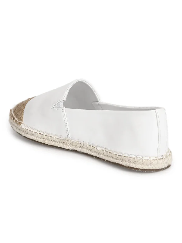 White Canvas Slip On Espadrille Shoes