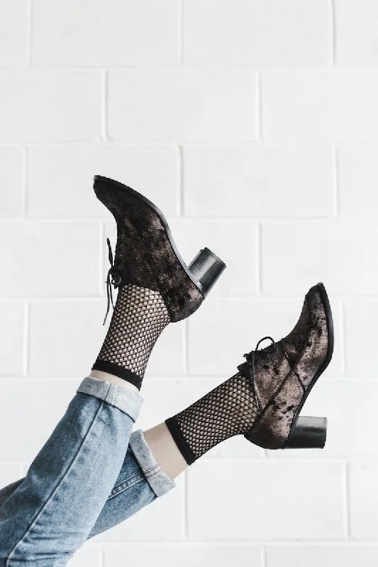 'Winifred' vegan oxford mid-heels by Zette Shoes - Chocolate Velvet