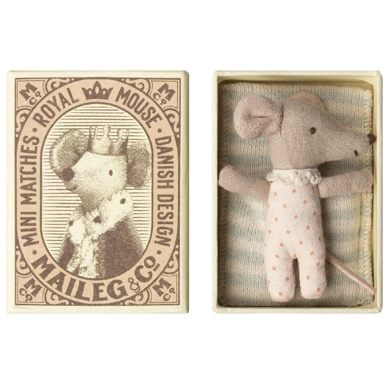 Fluffy and warm toy companionsMaileg Baby Mouse Sleepy Wakey In Box Girl