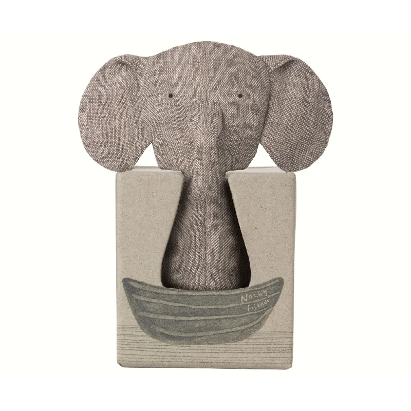 Cheerful and happy stuffed figuresMaileg Noahs Friends Elephant Rattle