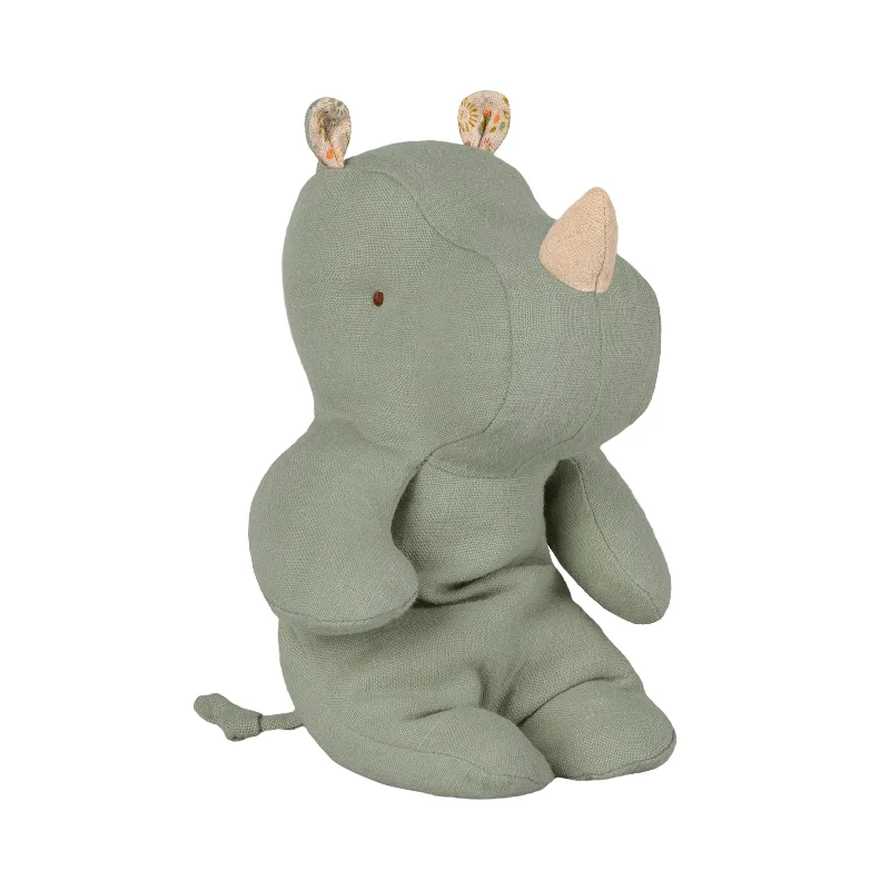 Fluffy and warm toy companionsMaileg Safari Friends Rhino Dusty Green