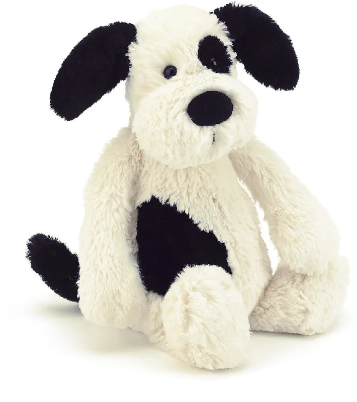 Huggable and charming Jellycat beloved by all ages.Bashful Black & Cream Puppy Medium Huggable and charming Jellycat beloved by all ages.Bashful Black & Cream Puppy Medium