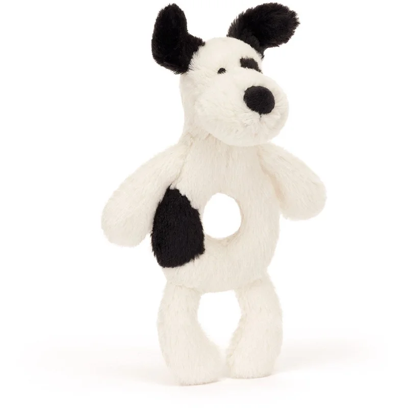 Fluffy and charming Jellycat itemsJellycat Bashful Black & Cream Puppy Ring Rattle