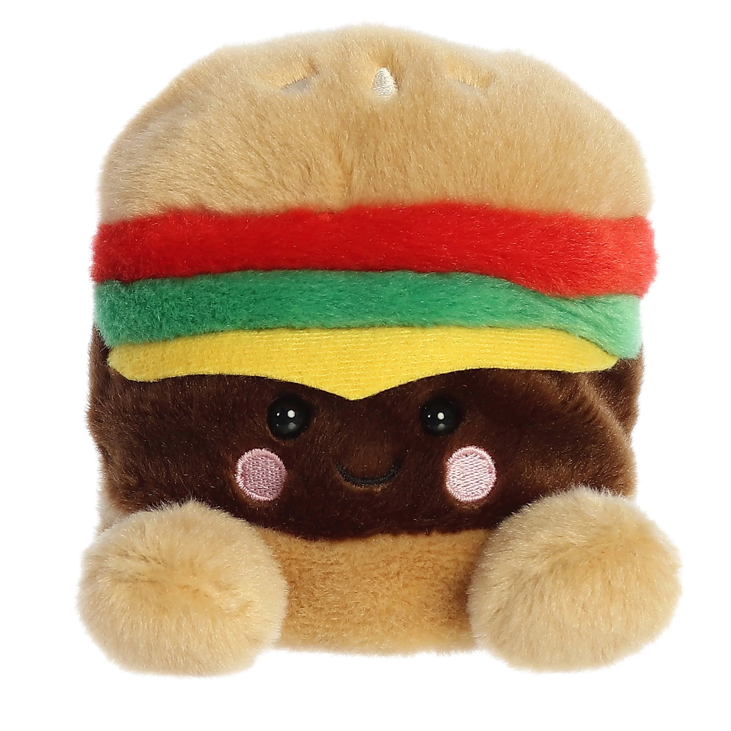 Cheerful and happy stuffed figuresCharles Cheeseburger Palm Pal