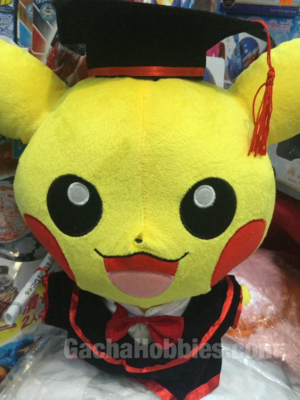 Soft and squishy plush crittersGraduation Pokemon Big Head Pikachu Medium Plush