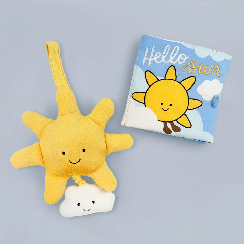 Cuddly and endearing Jellycat timeless appealJellycat Amuseable Sun Musical Pull with Hello Sun Fabric Book Cuddly and endearing Jellycat timeless appealJellycat Amuseable Sun Musical Pull with Hello Sun Fabric Book