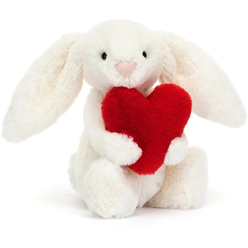 Huggable and charming Jellycat beloved by all ages.Jellycat Bashful Kanin Love med Hjerte Creme 18 cm