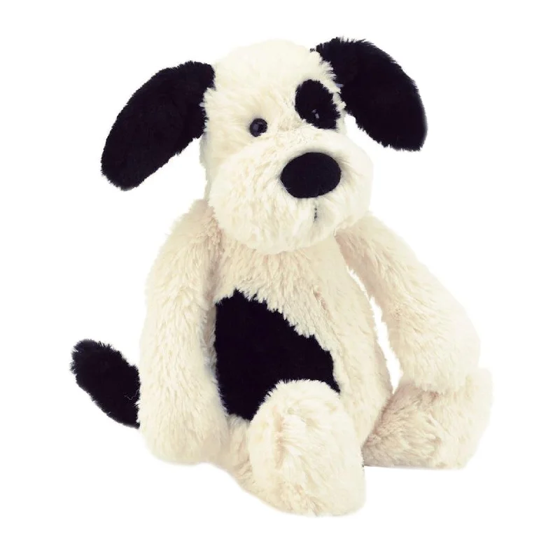 Adorable and gentle Jellycat friendsBashful Puppy | Black & Cream | Medium
