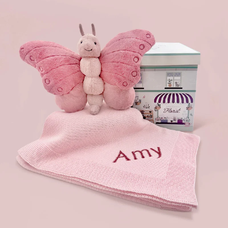 Cuddly and delightful Jellycat naptime buddiesJellycat Beatrice Butterfly with Personalised Knitted Blanket