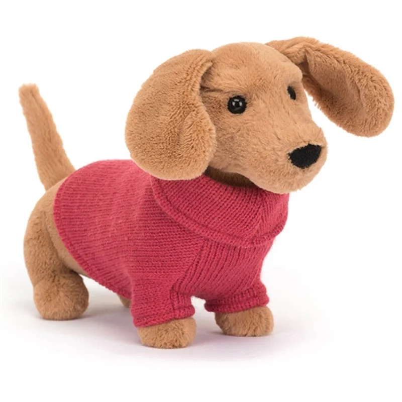 Soft and cozy Jellycat high-quality craftsmanshipJellycat Sweater Sausage Dog, Pink 14 cm