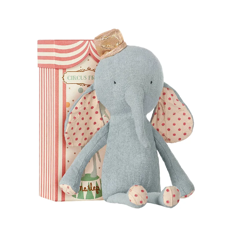 Fluffy and warm toy companionsMaileg Circus Friends - Elephant with Hat Blue