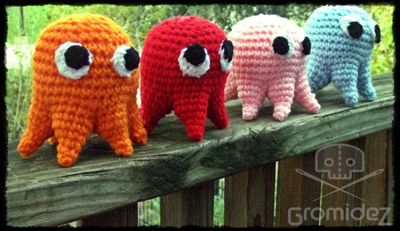Playful and cheerful stuffed creaturesPacman-Inspired Ghost Plush