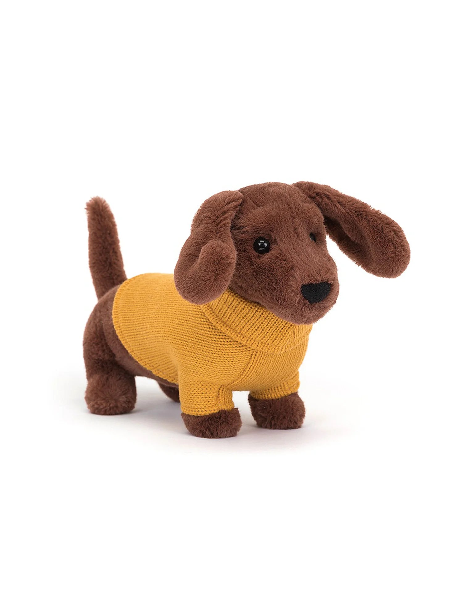 Fluffy and warm toy companionsYellow Sweater Sausage Dog Jellycat