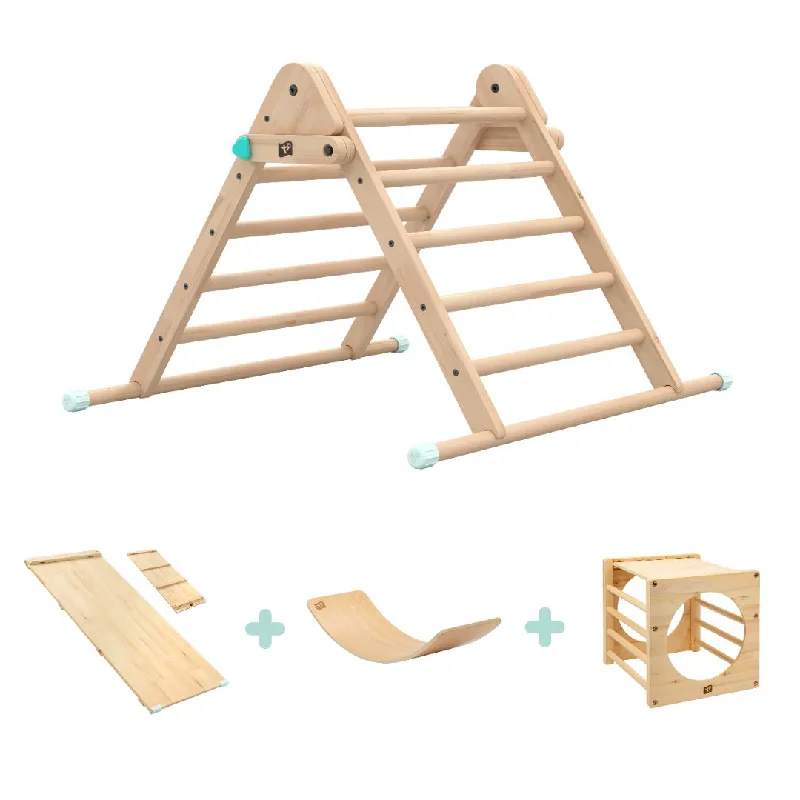 sturdy and safe wooden toys                 Active-Tots Pikler Style Climbing Triangle, Bridge, Climbing Cube & Balance Board - FSC® certified