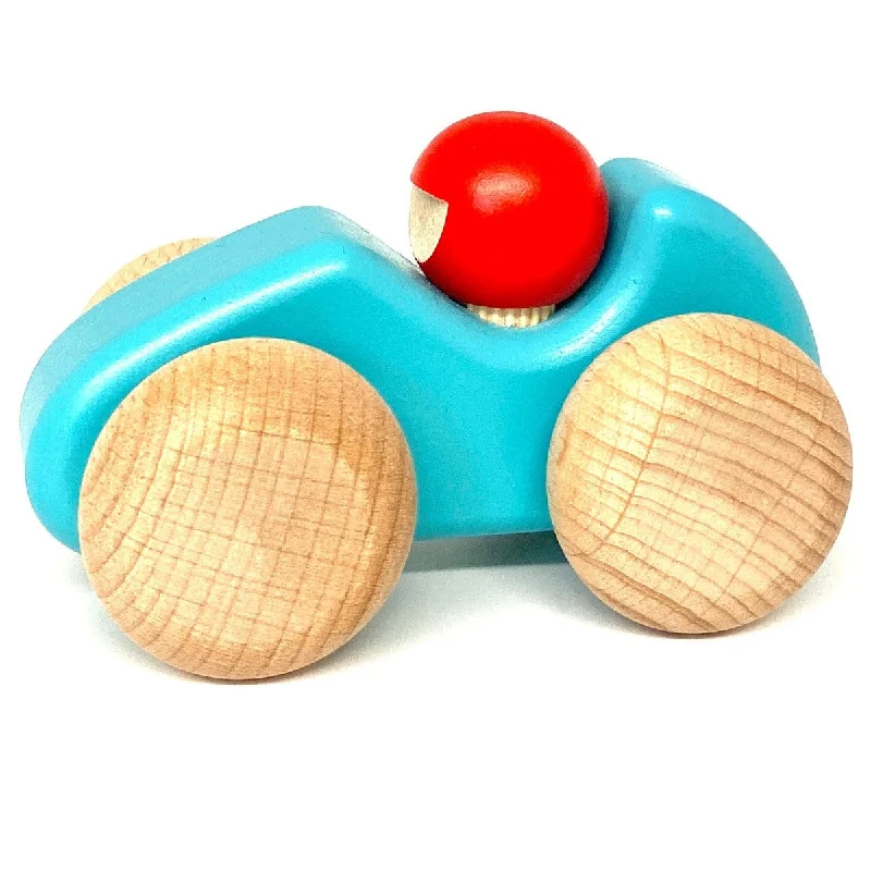 eco-friendly and sustainably made wooden toys                   Bajo blue racing car