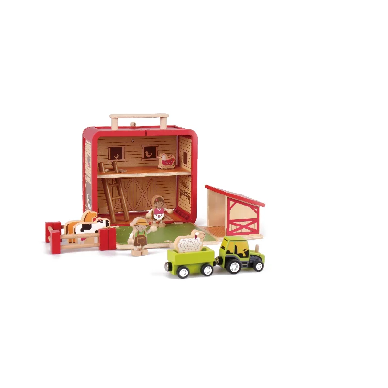 engaging and educational wooden toys                  Bass & Bass Imitation Toy - Farm Suitcase