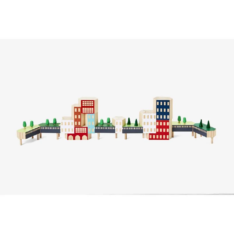whimsical wooden toys                   Blockitecture NYC greenway set