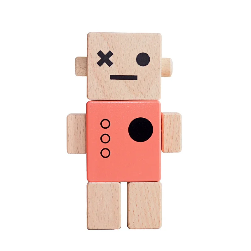 eco-friendly and sustainably made wooden toys Briki Vroom Vroom Baby Robot / Corail / Coral eco-friendly and sustainably made wooden toys Briki Vroom Vroom Baby Robot / Corail / Coral