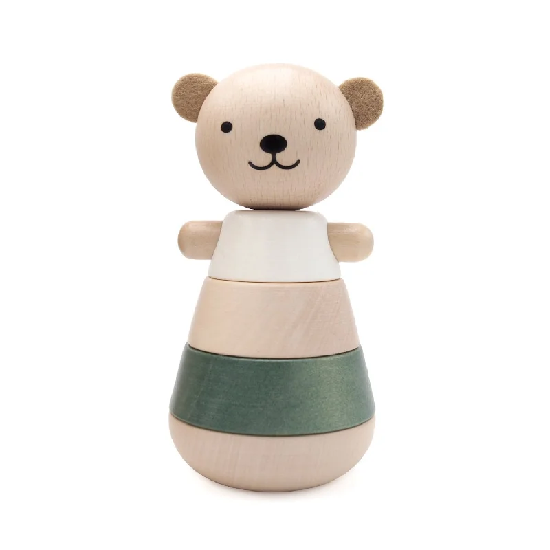 robust and durable wooden toys that are built to last                   Briki Vroom Vroom Wooden Stacking Bear / Gris