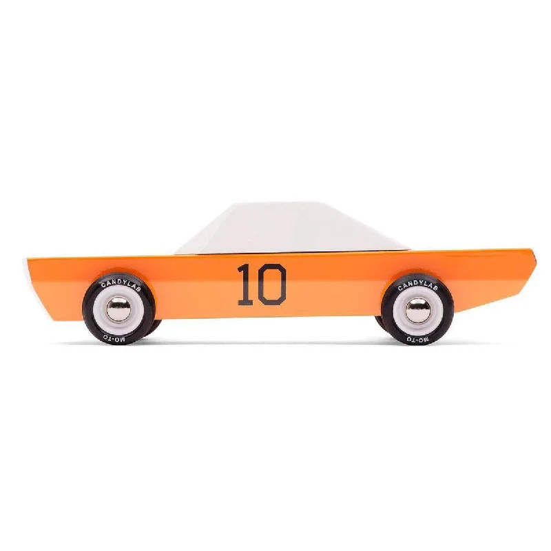 intricately designed wooden toys                 Candylab orange racer GT-10
