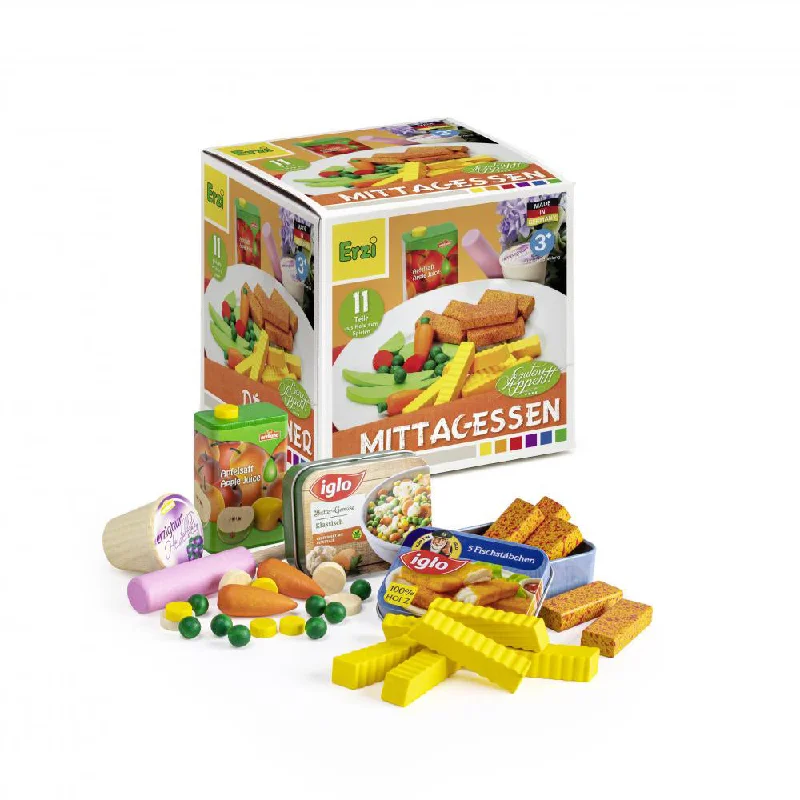 sturdy and durable wooden toys for rough play                   Erzi Assortment Lunchtime