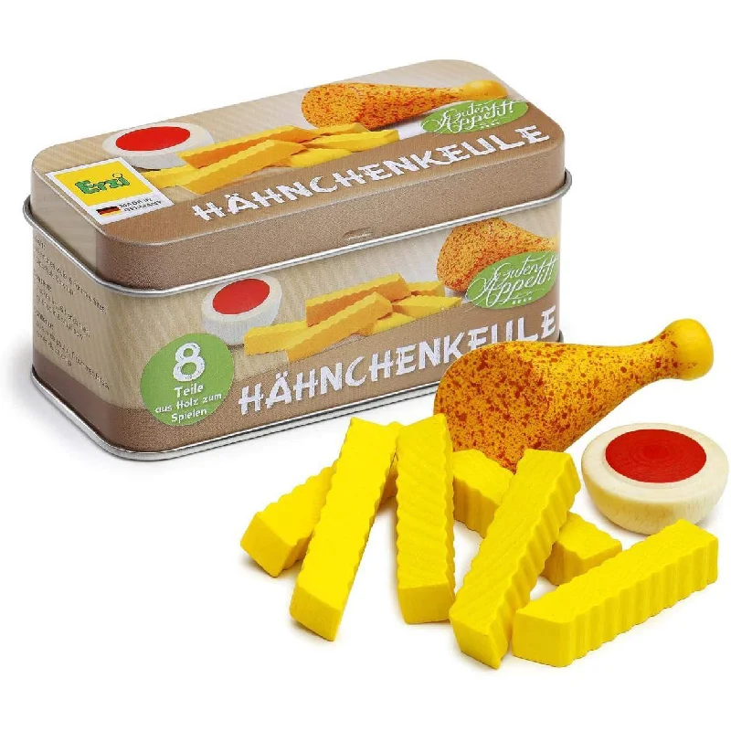 eco-friendly and sustainably made wooden toys                   Erzi Chicken Leg In A Tin