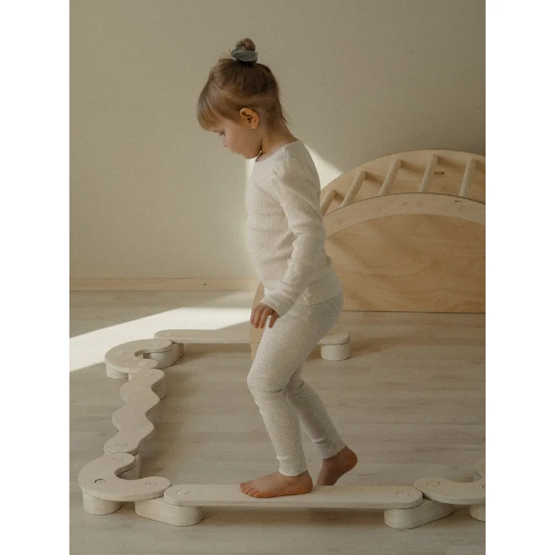 eco-conscious and sustainable wooden toys for children                   FitWood POLKU Balance Beam M Birch - 4 Beams & 6 Connectors