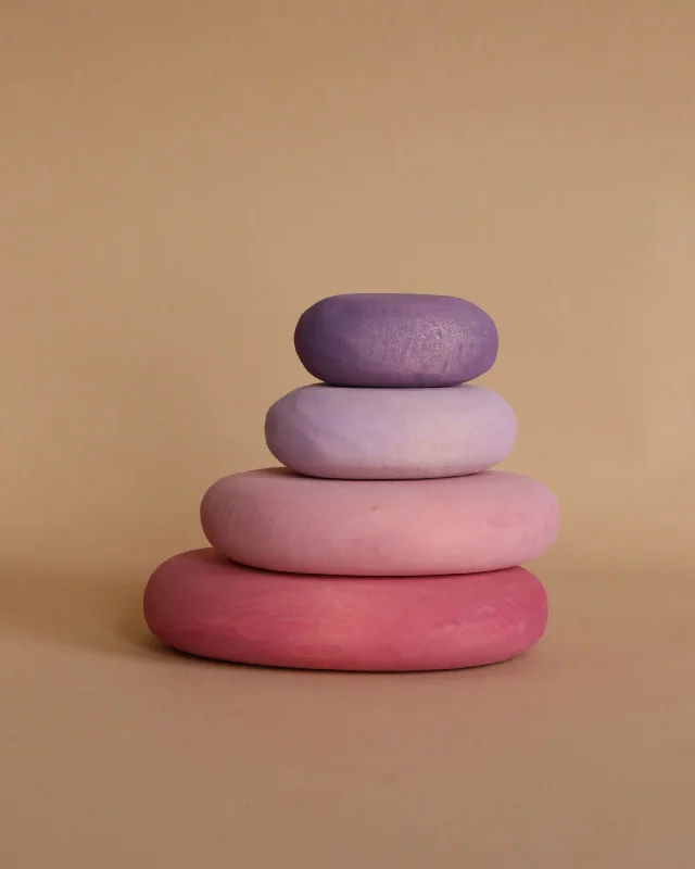 vibrant and colorful wooden toys for toddlers                   Grimm's Flamingo Pebbles Stacker