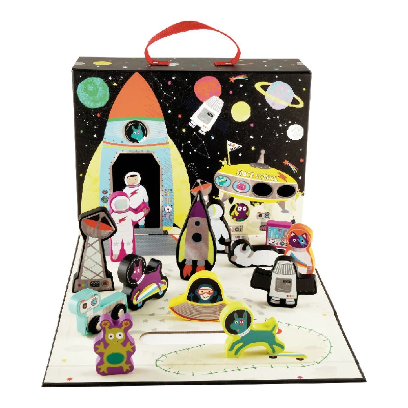 safe and non-toxic wooden toys for babies Floss & Rock Playbox with Wooden Pieces - Space safe and non-toxic wooden toys for babies Floss & Rock Playbox with Wooden Pieces - Space