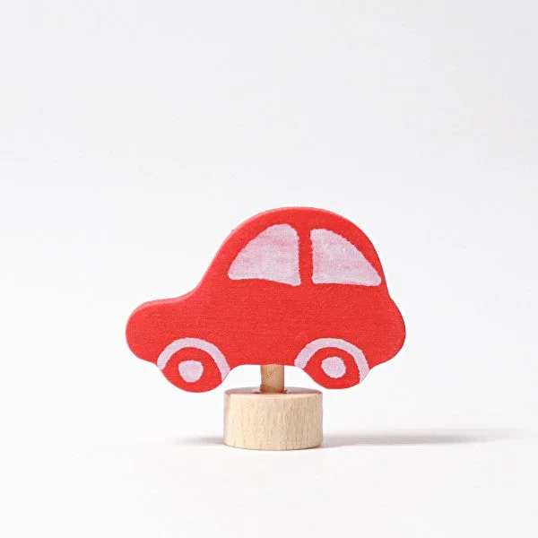 delightful wooden toys for children                   Grimm's birthday ring deco car - red
