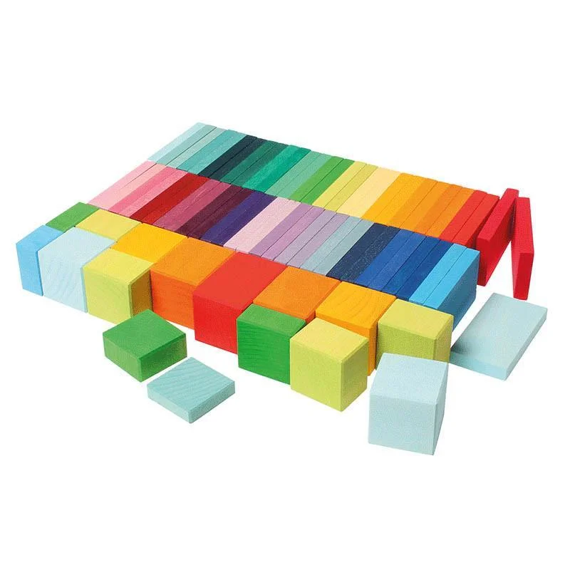 skillfully crafted wooden toys                   Grimm's colour charts rally block set