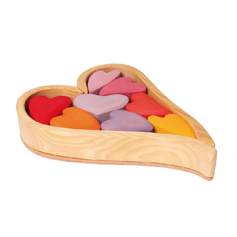 traditional wooden toys                   Grimm's hearts block set