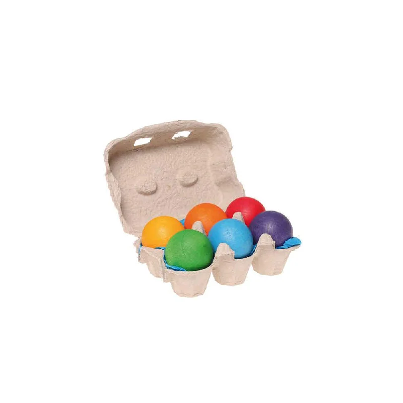 eco-conscious wooden toys that promote sustainability Grimm's small rainbow balls, 6 pcs eco-conscious wooden toys that promote sustainability Grimm's small rainbow balls, 6 pcs