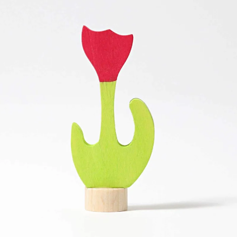 sustainably sourced wooden toys                   Grimm's birthday ring deco flower - red tulip