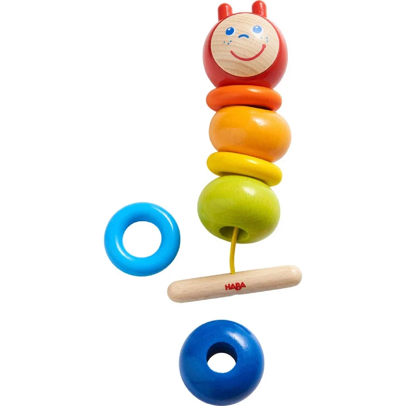 sturdy and safe wooden toys                 Caterpillar Wooden Threading Toy