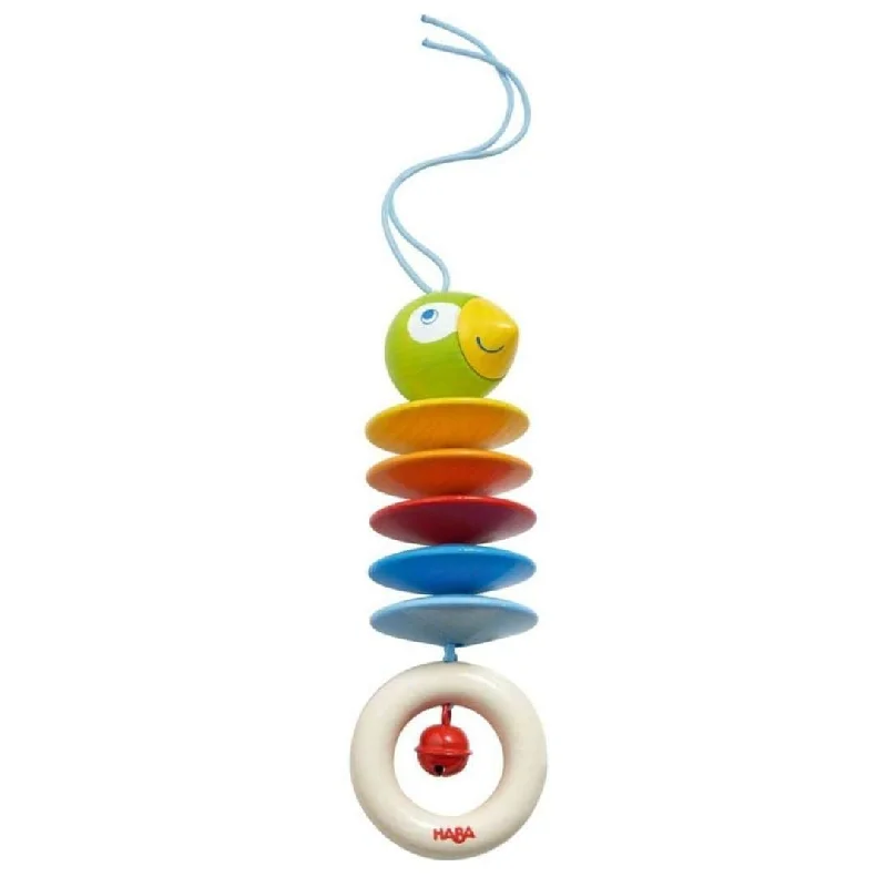 age-appropriate wooden toys                   Dangling Wooden Figure Parrot Stroller and Crib Toy