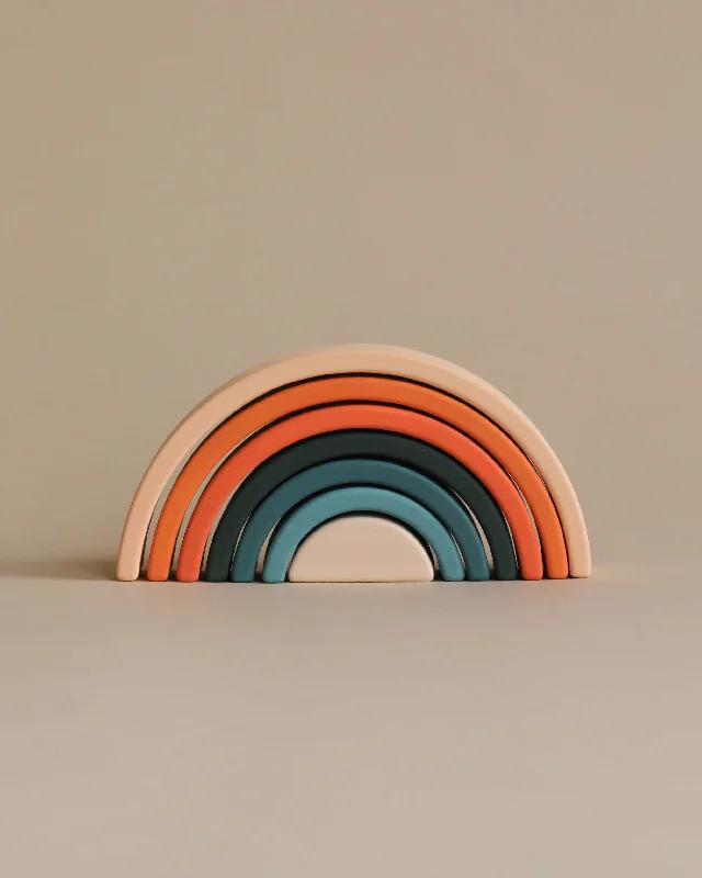 sturdy and durable wooden toys for rough play                   Handmade Mini Rainbow Stacker - Tropics