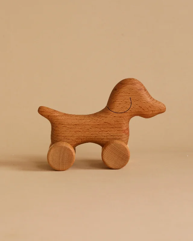 eco-friendly and safe wooden toys                   Handmade Wooden Mini Dog Push Toy