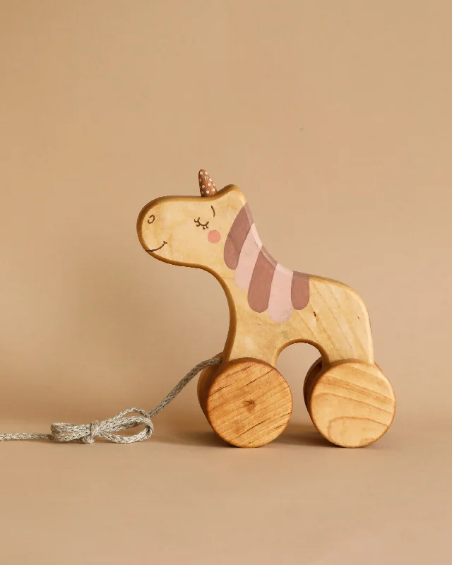 robust and durable wooden toys that are built to last                   Handmade Wooden Unicorn Pull Toy
