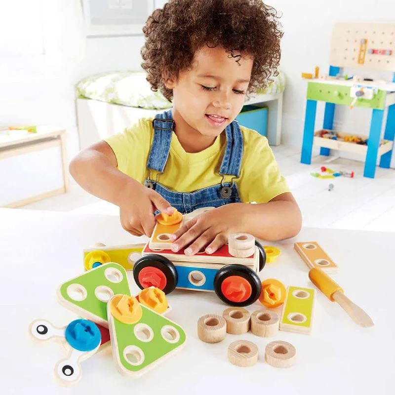 functional wooden toys               Hape basic builder set