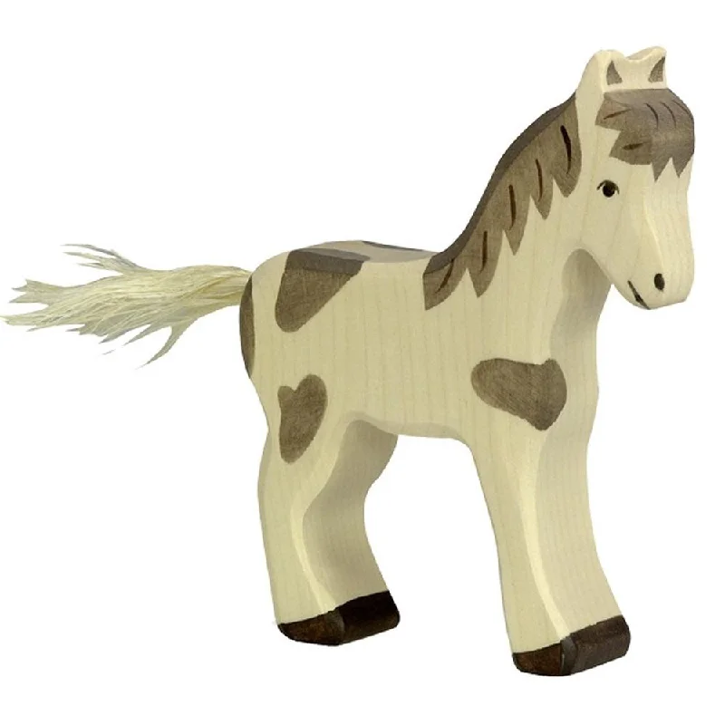skillfully made wooden toys               Holztiger dappled standing foal horse