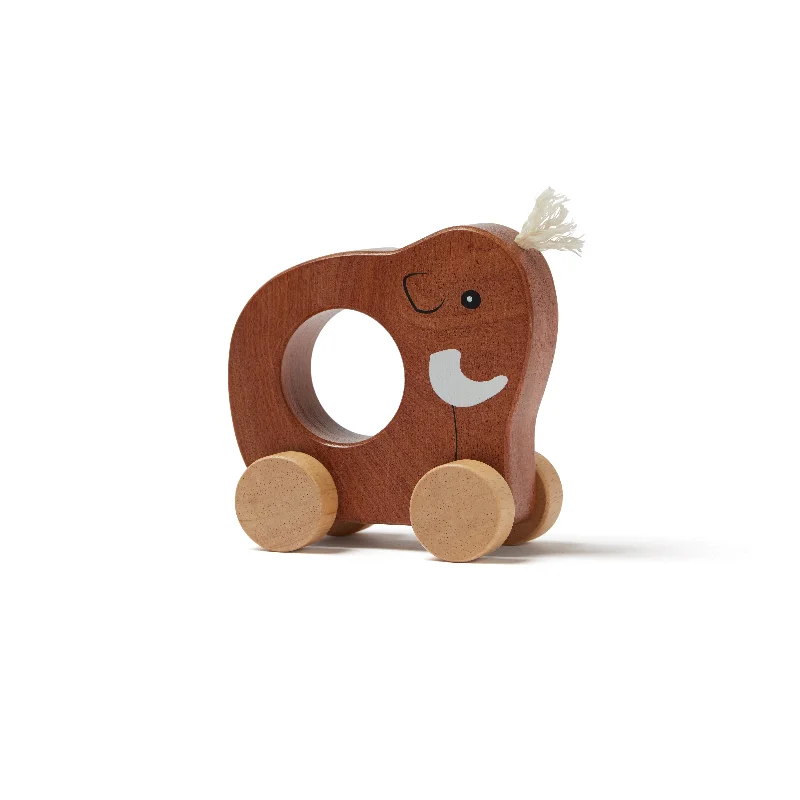 sturdy construction wooden toys                   Kid's Concept Mammoth Push Toy Brown Neo