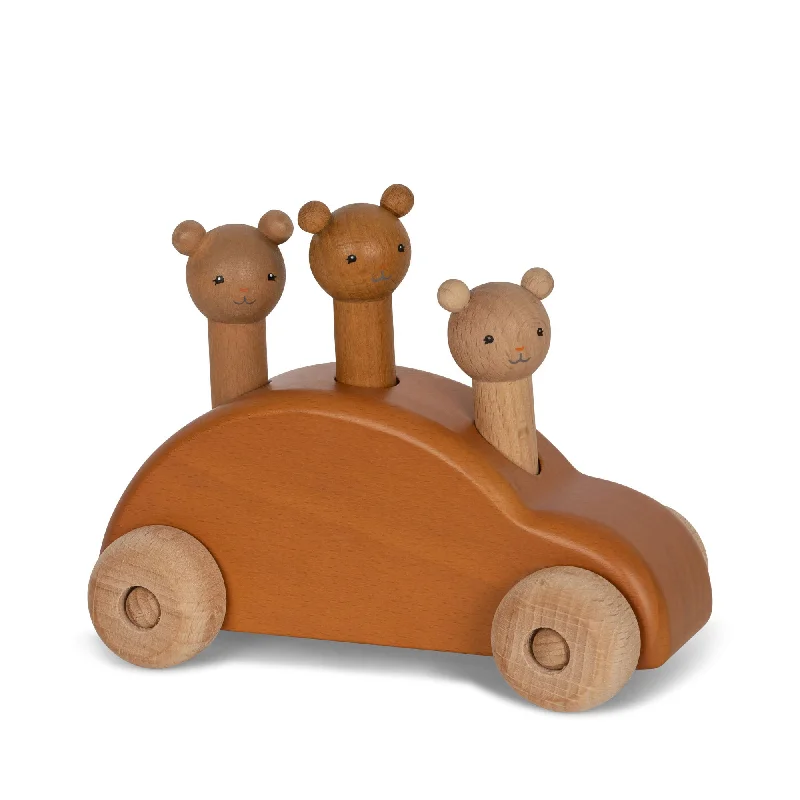 playful wooden toys                  Konges Sløjd Wooden Pop-up Car FSC Brown