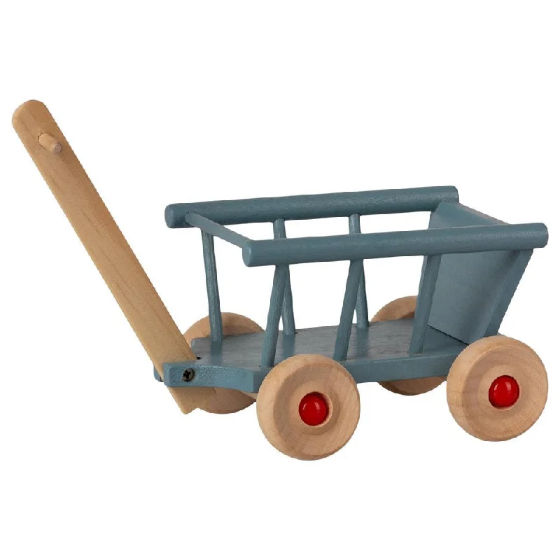 whimsical wooden toys                   Maileg wagon - blue