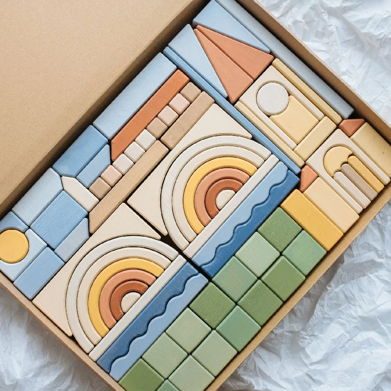 eco-conscious wooden toys                 Meshka & Friends Block Set