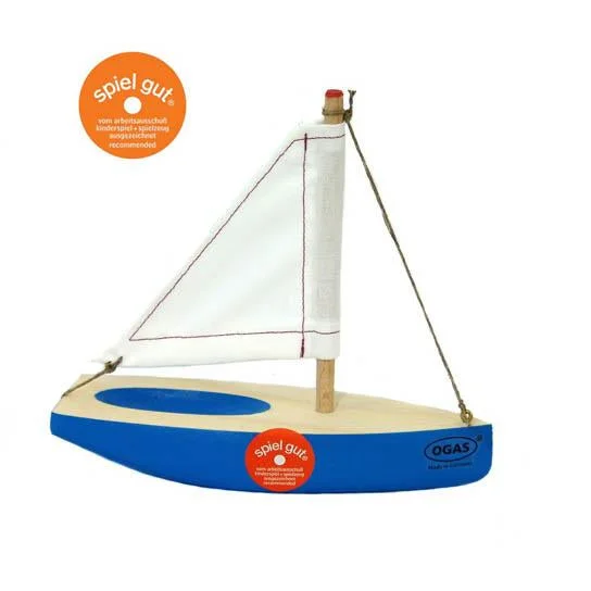 safe wooden toys for babies              Ogas blue wooden sailboat