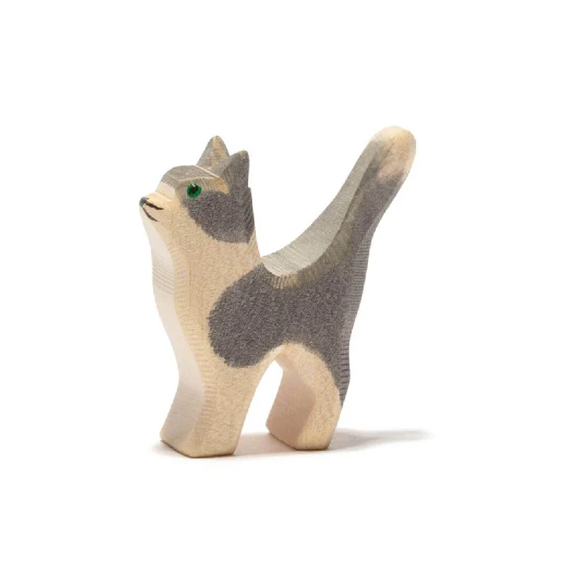 eco-friendly wooden toys                   Ostheimer Cat, Gray and White, Head Up