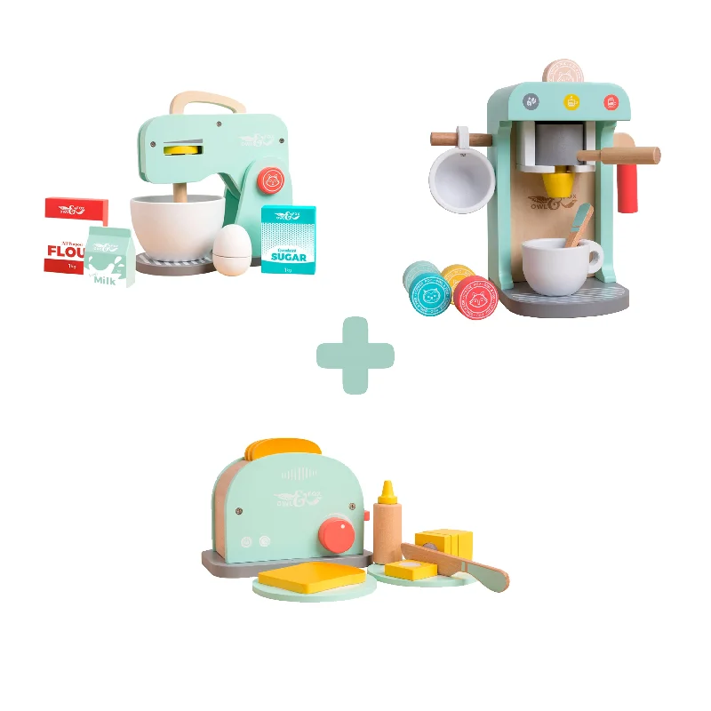 enchanted wooden toys Owl & Fox Wooden Baking Set, Toaster Set & Coffee Machine - FSC® certified enchanted wooden toys Owl & Fox Wooden Baking Set, Toaster Set & Coffee Machine - FSC® certified