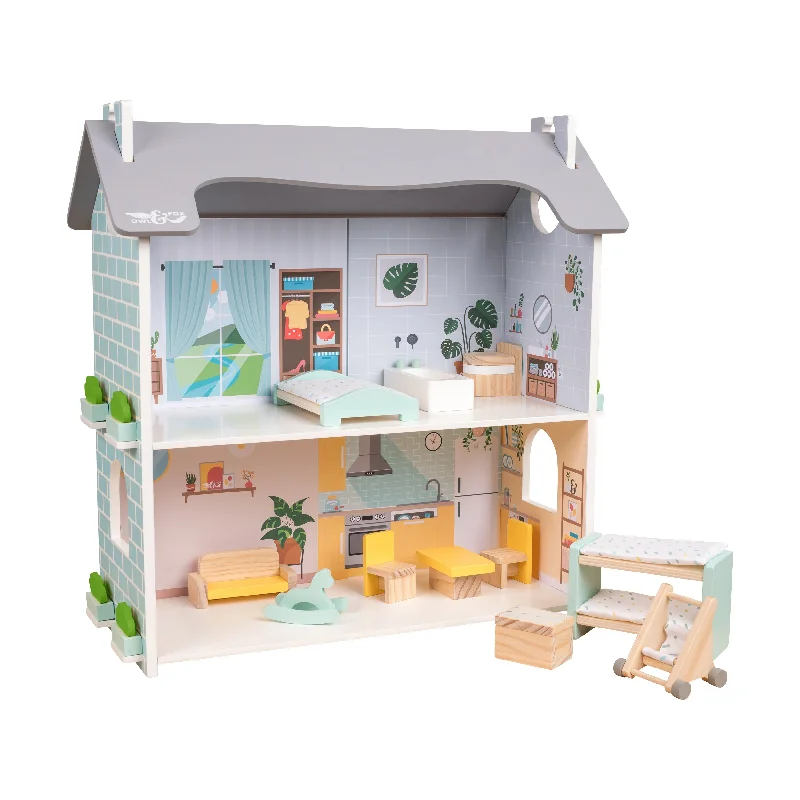 enchanted wooden toys                   Owl & Fox Wooden Dolls House - FSC® certified