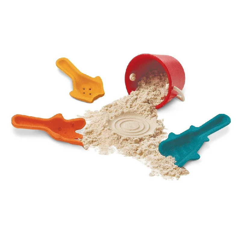 skillfully crafted wooden toys                   Plan Toys sand play set